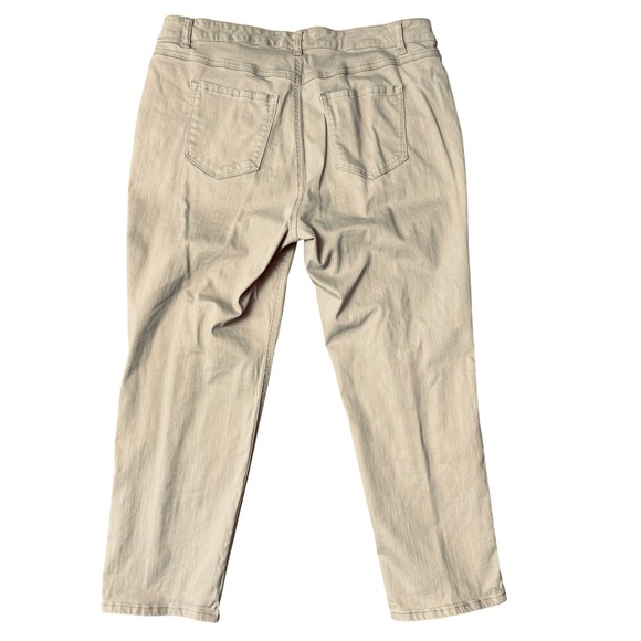 Terra & Sky Straight Jeans Womens 18W Petite Beige Cotton Blend Hi-Rise Zip Fly - Picture 6 of 6